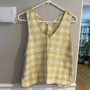 Madewell Yellow and White Gingham V-Neck Tank Top